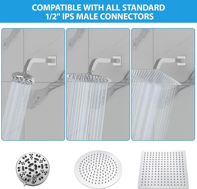 Lordear 10 Inch Shower Arm Extension, Rain Shower Head Extension Arm With Flange Square Stainless Steel Rain Shower Arm Wall Mounted,Chrome Finish - Image 3